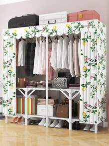 Armario plegable portátil de gran capacidad, estilo minimalista, estructura de marco de acero reforzado, resistente y estable, diseño de base plegable para una configuración fácil, con secciones para colgar y apilar para un almacenamiento organizado, apto para el hogar, dormitorio, alquiler, apartamento