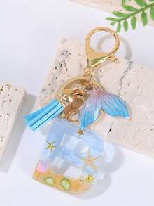 Summer Style Gradient Initial Letter Keychains For Women Beach Shells Charm Tassel Whale Ocean Style Car Keychain For Handbags Backpack Bag Charm Car Accessories School Cute Goth Y2k Halloween Accessories Teachers Day Christmas Gift Ideas