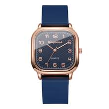 1 pieza Reloj de pulsera cuadrado casual de mujer con esfera digital, estilo de moda, con cuarzo y correa de silicona (1 pieza/set, caja del reloj no incluida) - Azul - Ver 3