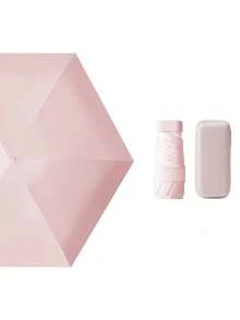 1pc Customized Portable Mini Sun Umbrella, UV Protection And Rainproof Folding Umbrella With Carrying Case, Suitable For School, Office, Home, Travel, Boys, Valentine's Day, Holiday Gift Summer Cooling,Beach,Travel,Chic Design