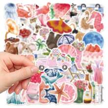 50pcs Watercolor Doodle Sticker Pack, Personalized Sticker For Scrapbooking, Skateboard, Helmet, Water Bottle, Guitar, Phone Case, Notebook, Computer, Gift,School Supplies,Back To School