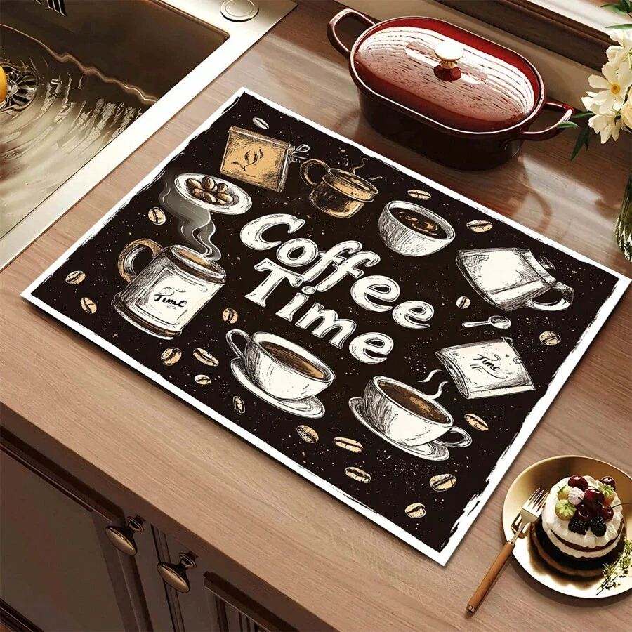 1 pieza Felpudo drenante para encimera de cocina, alfombrilla antideslizante absorbente de agua, felpudo de uso múltiple lavable para encimeras, cafeteras, mesas de comedor, platos