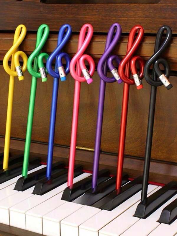 1 Set Of 7 Pcs Minimalist Creative High-Quality Music Note, Piano Shaped Pencils, Party Decoration Favor Gift Back To School