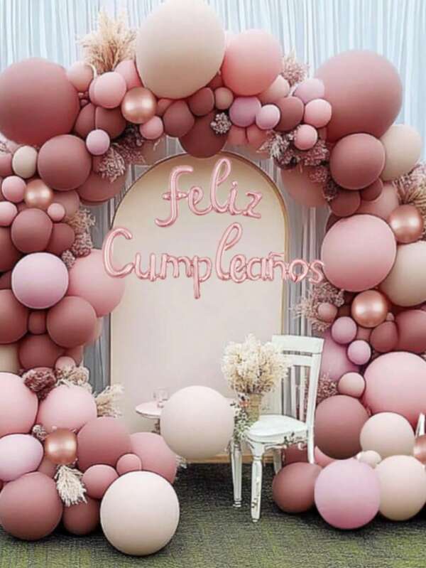 145 stuks stoffige roze ballon slinger boog kit, blush retro roze mauve roségoud nude latex ballonnen voor boho verjaardag bruiloft babyshower bruidsdouche feestdecoraties