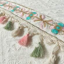 Cinta decorativa con flecos de 8.2 cm de largo, con bordado y lentejuelas de colores, ribete de flecos vintage para disfraces, sombreros, manualidades de ropa