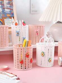 1 Stück süßer Stifthalter, kreativ-modischer cartoon-artiger Stiftorganizer, Desktop-Aufbewahrungsbehälter, rund geflochtener Stiftbecher, tolles Geschenk, Rückkehr zur Schule, Schulbedarf, Federmappe, Stiftetasche, Schultasche