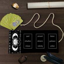1pc Sun & Moon Tarot Storage Bag With Divination Tools - Black Polyester Fiber Gift Pouch, Suitable For Witchcraft, Astrology Items, And Holiday Parties
