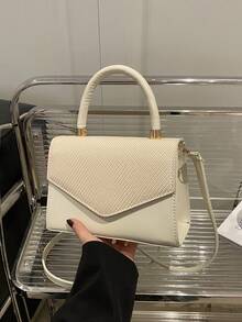 Women's Multicolor Chain Decor Fashionable Handbag, Essential For Business Trip, Travel, Office, Photography - White - View 3