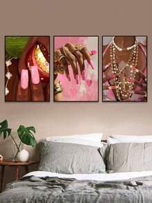 1PC Art, Fashion Poster, Pink Style Fashion Art, Art, Poster, Black Art Print For Living Room Bedroom Bathroom Office And Other Home Decoration, Unframed - Multicolor - View 3