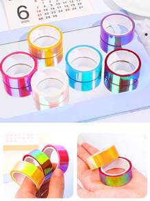 Creative Rainbow Film Laser Tape, Cool Colored Decorative Waterproof Tape, Handbook DIY Material Collage,Diary DIY Office School Supply Stationery