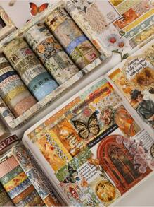24pcs Assorted Vintage Ditsy Floral Washi Tape Set For Journaling And Scrapbooking Decorations (0.75cm*6rolls/1cm*4rolls/1.5cm*8rolls/2cm*1roll/2.5cm*3rolls/3cm*2rolls) Back To School