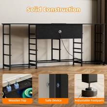 Cómoda de 12 cajones con toma de corriente y LED para TV de 55'', 65'' o 75'', cómoda larga para dormitorio con 12 cajones profundos, consola ancha para guardar cosas en armario, sala de estar y entrada, cubierta de madera.