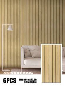Conjunto de 6 painéis de parede 3D com textura de madeira, autoadesivos, em PVC, removíveis e à prova d'água, ideais para decoração de paredes internas, salas de estar e quartos.