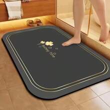 1 PC Non-Slip Bathroom Mat, Floral Design, Quick Drying Soft Diatomaceous Earth Carpet For RV And Outdoor Use, Ideal Home Decor Gift For Camping Enthusiasts, Multi-Functional Indoor/Outdoor Doormat For Showers And Bathtubs, Bathroom Rugs