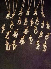 1pc Stainless Steel 26 Letter Fashion Pendant Necklace, Suitable For Daily Wear, Gift For Boyfriend/Girlfriend, Couples