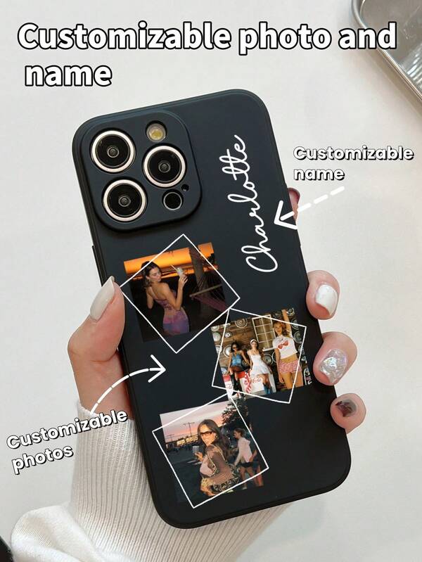 1pc Customized Name Phone Case Compatible With Apple , Personalized Photo And Name Design, Compatible With 16e, 16, 16 Pro, 16 Pro Max, 11/12/13/14/15 Pro Max, Galaxy A15/A25/A35/A55/S23/24 Ultra Series, Suitable For Wedding, Christmas, Halloween, Winter, Prom, Autumn, Mother's Day, Father's Day