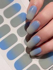 1 件全新渐变色美甲贴纸，全覆盖指甲贴，防水可移除指甲贴，女士美甲，自粘指甲贴，易于使用，适合节日、派对装饰、生日礼物