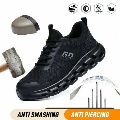 Stahlkappenschuhe für Herren und Damen, leicht, atmungsaktiv, stoßfest, stichfest, bequem für Bauarbeiten, Schuhe für Outdoor-Arbeit, Stahlkappenschuhe für Sport