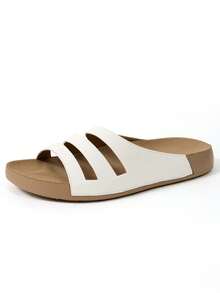 Women's Casual Summer Soft Cork Lightweight Slip-On Sandals, Printed Thick Sole Non-Slip Beach Flip Flops - White - View 7