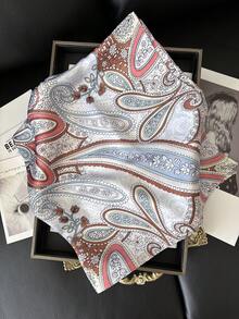 1pc Women Geometric Print Bandana, Silky Neckerchief, Head Scarf, Accessory Scarves, Suitable For Daily Wear - Multicolor - View 4