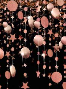 4pcs Circle Garland Party Decoration Hanging Dots Streamer Banner Backdrop Birthday/Wedding/Anniversary/Bachelorette/Sweet 16/Graduation/Boho Hanging Polka Dot Streamer For Bridal Shower Birthday Wedding Engagement Party Supplies