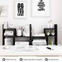 Jerry & Maggie Rustic Wooden Desktop Organizer,Office Supplies Tabletop Storage Rack,Makeup Accessory Display Home Office - Black - View 4