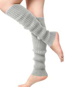1 par de calentadores de piernas tejidos para mujer - unicolor hasta la rodilla, ideal para actividades deportivas