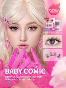 MLEN DIARY MLEN DAIRY Self Adhesive Lash Clusters, 10-12.5mm C Curl Natural 56Pcs Pre-Glued Cluster Lashes, No Glue Reusable Manhwa Lashes, Press On Self Stick Cluster Lashes Individual Lashes Self Application At Home(Baby Comic) Lash Clusters, Eyelash Clusters, Individual Eyelashes, Lashes, Fake Lashes