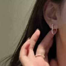 1 Pair Fashionable Heart Shaped Stainless Steel Hoop Earrings, Simple & Sweet, Versatile, Gift Box For Women, Valentine's Day Jewelry