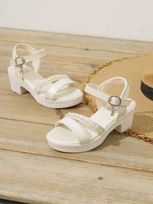 女童高跟凉鞋2025新款夏季时尚露趾儿童高跟鞋适合大童中学生 - 白色 - 查看 6