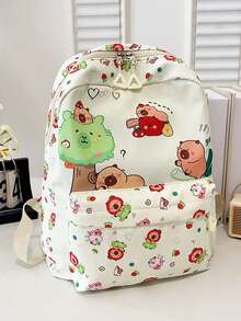 1pc Nylon Zipper Closure Fashionable And Cute Capybara Backpack, Niche Design Adjustable Shoulder Straps, Comfortable And Versatile, Suitable For Daily Travel Backpacks, Bags, Suitable For Outdoor, Daily Use, A Perfect Gift For Teenagers - Capibara Backpack - View 3