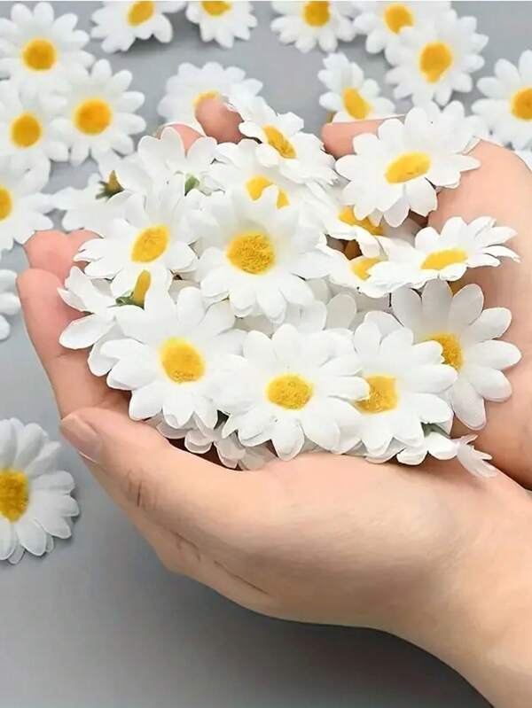 50 pezzi Teste di fiori margherite bianche in seta da 4 cm, materiali per fiori artificiali marroni, decorazioni per profumo da matrimonio, artigianato fai-da-te, regalo per , accessori fotografici, decorazione C , regali di compleanno, laurea, decoro per sprinkler da sposa, decor da giardino, decorare cappelli, ornamenti per tavoli da festa, decorativi autunnali, Decorazioni per matrimoni.