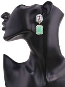 sehuoran 1 paar geometrische emaille kristallen oorbellen, elegante en charmante sieraden voor dagelijks gebruik, geschikt voor ronde gezichten, mode, gepersonaliseerd en bruids