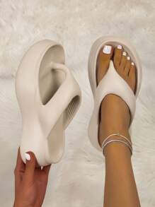 luofu New Women Fashionable Wedge Thick Sole Flip Flops, Outdoor Casual Beach Sandals