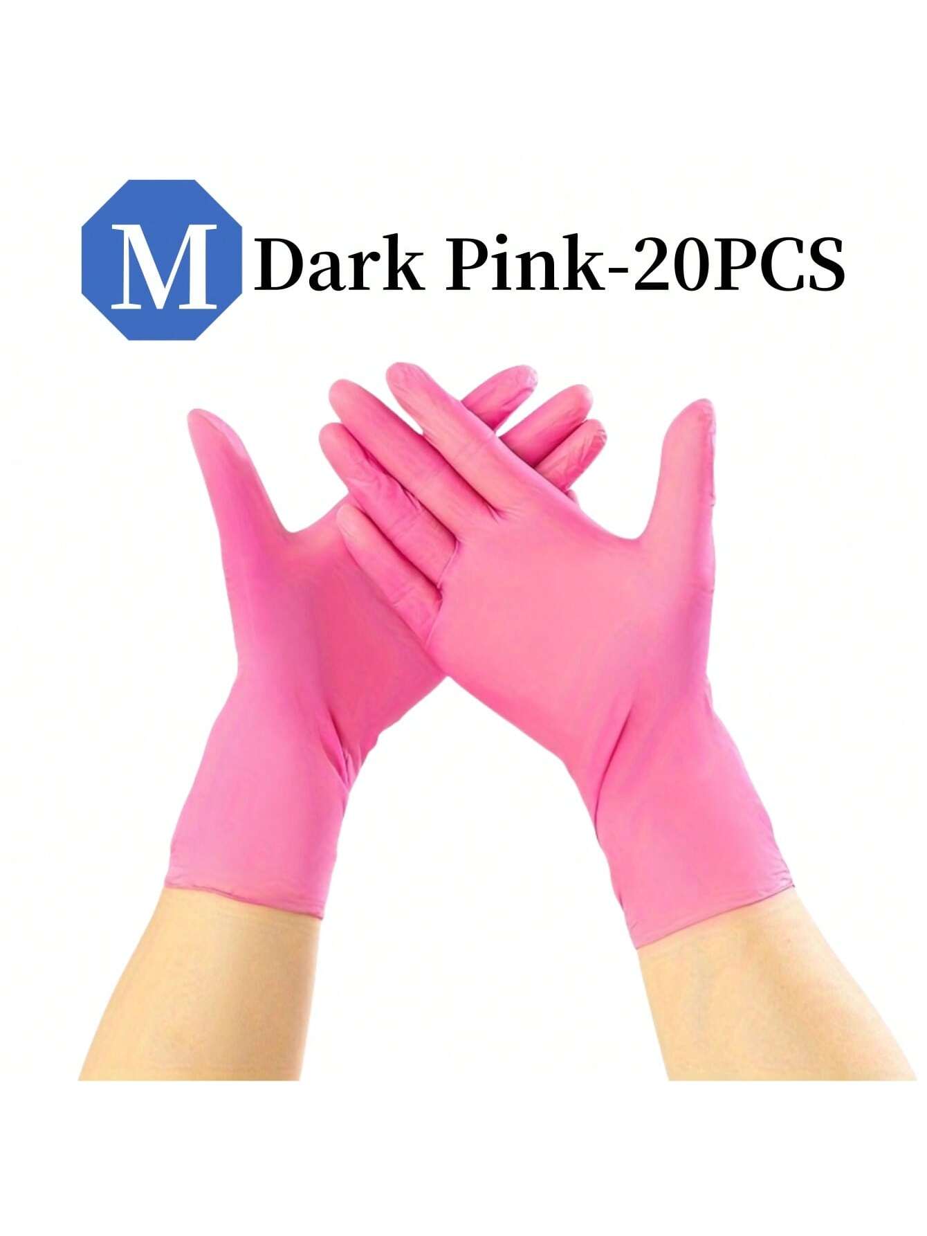 100 قفاز اللون الوردي الداكن، متوفر في المقاسات S,...