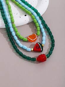 1 件手工玻璃串珠水果项链，时尚珠宝配饰，类似网红风格，2025 年春夏