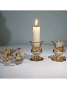 6 قطع حاملات شموع زجاجية متدرجة الشكل - مركزية مصقولة سميكة للأعراس والعشاء وديكور المنزل - ديكورات الحفلات، الشموع الصغيرة وهدايا حفلات الخطوبة والأعياد والتخرج