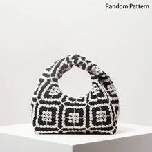 Pattern Hollow Woven Handbag, Boemia Beach Bags For Women, Crochet Set, Beach Accessories Women, Trav Must Haves (Random Pattern)