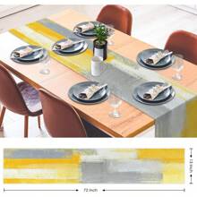 Yellow Abstract Dining Table Flag, Retro Color Restaurant Decoration Kitchen Tea Table Family Dinner Festive Party Desktop Small Decoration