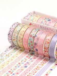 10 件/盒，创意烫金图案和纸胶带套装，创意遮蔽胶带，剪贴簿装饰，日记装饰，艺术和手工艺项目装饰，拼贴装饰，相册装饰