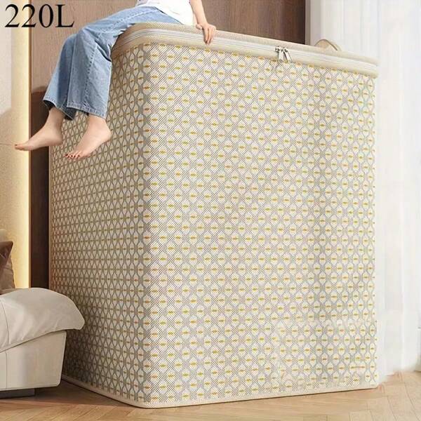 Super Large 220 Liter Fabric Storage Box, Suitable For Blankets, Bed Sheets, Clothes, And Underwear - Portable, Lightweight, And Easy To Carry, Equipped With Zipper Closure And Handle, Can Be Stored Under The Bed