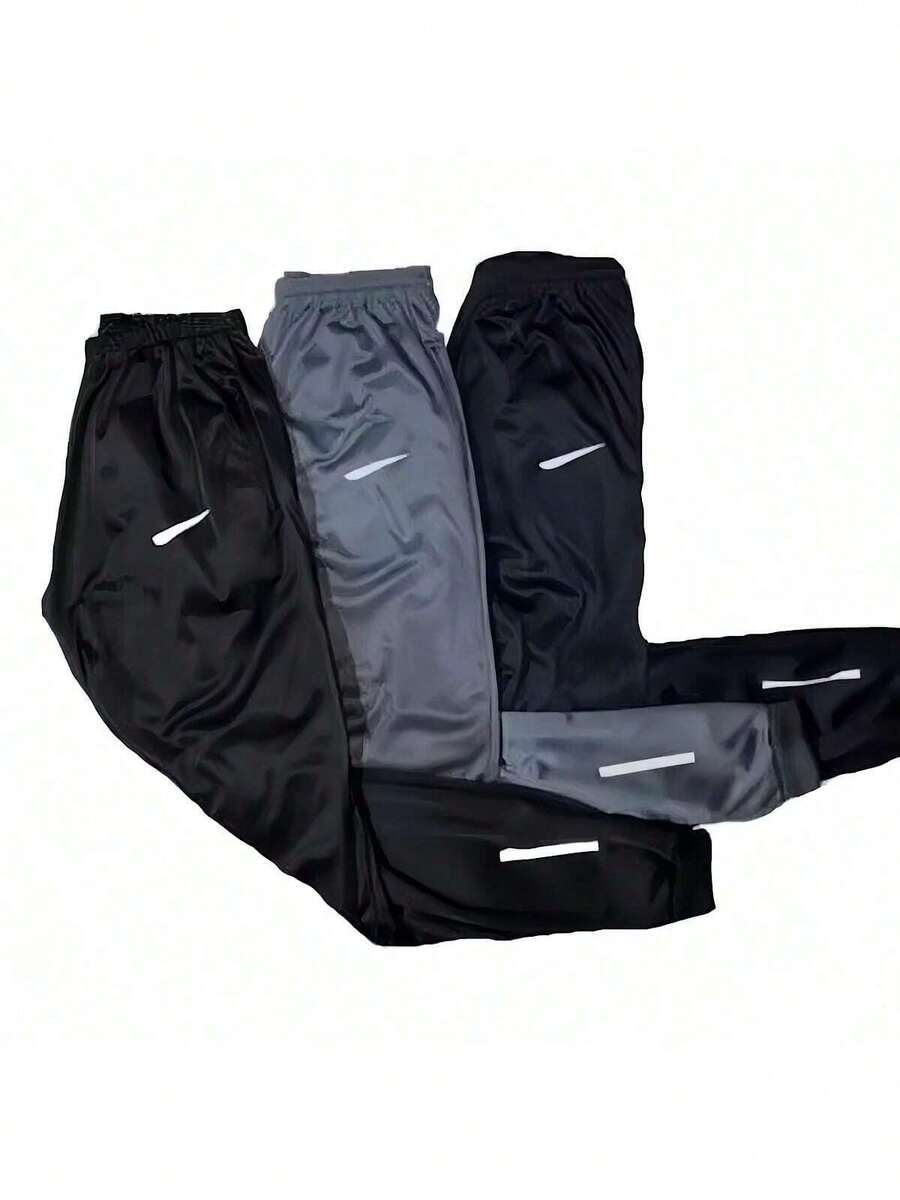 KIT 3 Men's Gym Jogger Pants With Reflective Logo (Black, Navy Blue, Gray) - Nhiều màu - Xem 1
