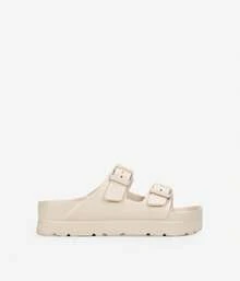 Bosanova ✅ Entrega 24/72h Sandalias de goma estilo pala con dos tiras al empeine con detalle de hebillas regulables y suela de plataforma. sin cierre beige