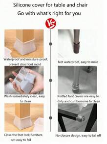 1/4/8/12 Pieces Thickened Silicone Chair Foot Cover Silent Wearable Wearable Floor Scratch Resistant Silicone Foot Pad Anti Slip Protective Cover, Minimalist Ordinary Anti Slip Chair Foot Cover For Home
