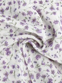 Women's Ditsy Floral Top For Cute Ruffle Collar Long Sleeve Summer Peasant Tops