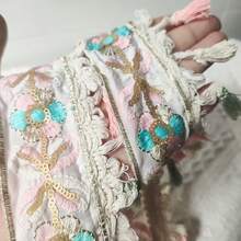 Cinta decorativa con flecos de 8.2 cm de largo, con bordado y lentejuelas de colores, ribete de flecos vintage para disfraces, sombreros, manualidades de ropa