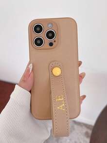 Personalized Customized Name Initials Letters Faux Leather Wristband Phone Case Compatible With IPhone 16 15 14 13 12 11 Pro Max Shockproof Back Case Gifts - Multicolor - View 12