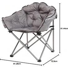 Padded Cushion Outdoor Folding Lounge Patio Club Chair, Gray - Grey - View 3