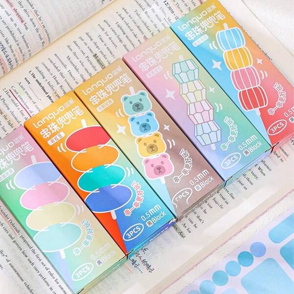 1 Set/3 piezas Bolígrafo con colgante de cuentas DIY - Bolígrafo de tinta negra para firmar - Bolígrafo con botón pulsador de alta calidad inspirado en INS, Bolígrafo creativo, regalo de temporada de graduación y vuelta al cole, favor de boda, uso en oficina, hogar y escuela