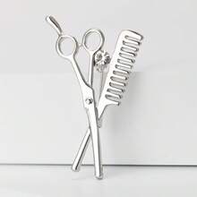 Jewelry Korean Hairstylist Brooch, Men's Rhinestone Barber Badge Pin, Scissors Comb Small Suit Lapel Pin Autumn-Winter Accessories,Suitable For Teens, Youth,Men,Casual, Outdoor, Athletic, Vacation, Graduation Gifts, Birthday, Daily Wear Halloween Halloween Accessories Teachers Day Christmas - Multicolor - View 7